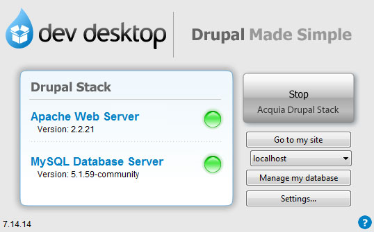 Acquia Dev Desktop screenshot